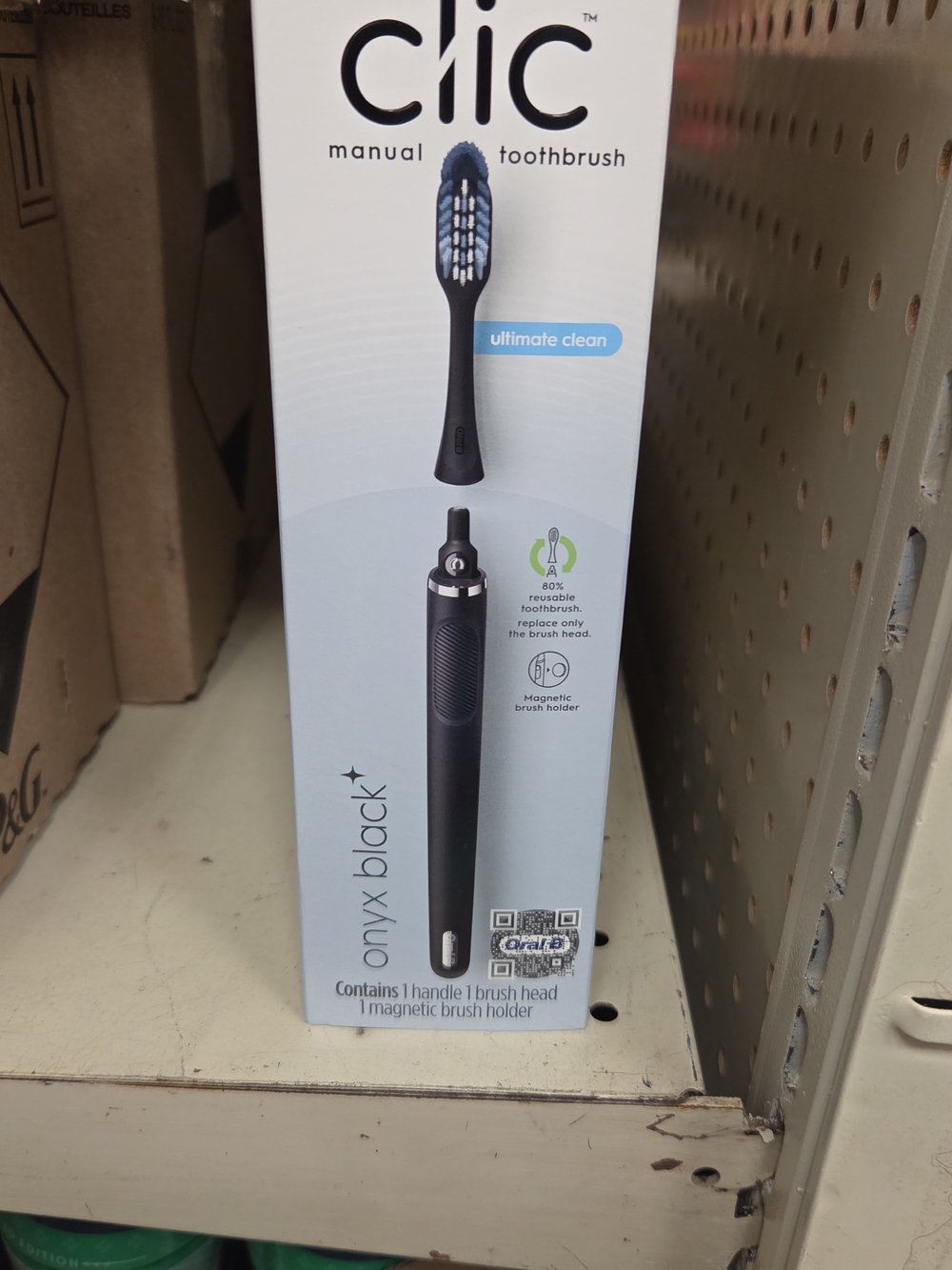 Onyx Black Manual Toothbrush Handle with Brush Head